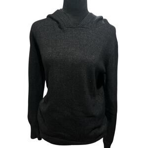 Mystree Dark Grey Hoodie Sweater with Cream Stripes – Size Medium